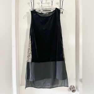 THML Black Velvet with Sequin Accent Mini Dress